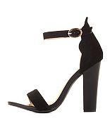 Charlotte Russe Single Strap Scalloped Chunky Heels