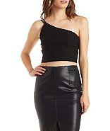 Charlotte Russe Strappy Asymmetrical Crop Top