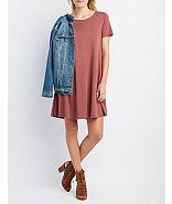 Charlotte Russe Jella C Short Sleeve Trapeze Shift Dress