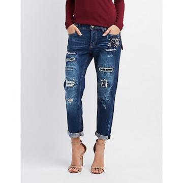 Charlotte Russe Cello Distressed Patchwork Jeans