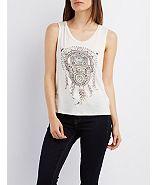 Charlotte Russe Graphic Caged-back Tank Top