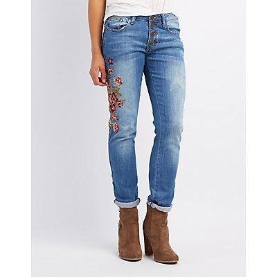 Charlotte Russe Machine Jeans Embroidered Skinny Jeans