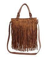 Charlotte Russe Faux Leather Fringe Tote Bag