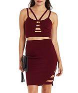 Charlotte Russe Strappy Caged Cut-out Crop Top