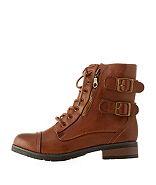 Charlotte Russe Bamboo Combat Booties With Buckles & Zippers