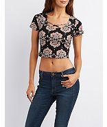 Charlotte Russe Strappy Printed Crop Top