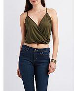 Charlotte Russe Faux Suede Draped Tank Top
