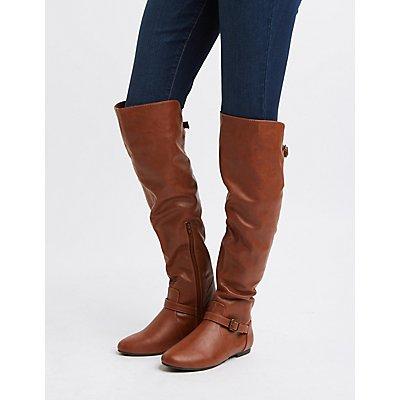 Charlotte Russe Buckled Knee-high Flat Boots