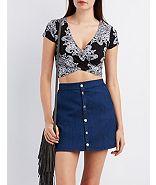 Charlotte Russe Paisley Print Wrapped Crop Top