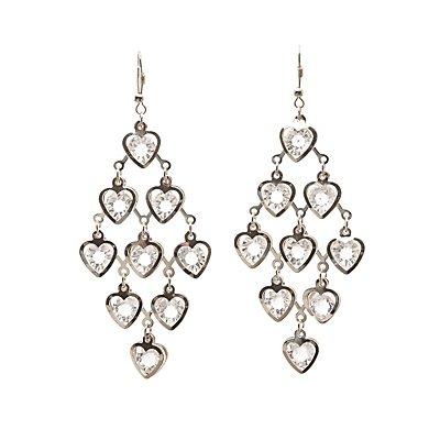 Charlotte Russe Heart Crystal Kite Earrings