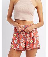 Charlotte Russe Pleated Floral Shorts