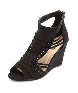 Charlotte Russe Sueded Huarache Single Sole Wedge