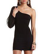 Charlotte Russe One Shoulder Textured Body-con Dress