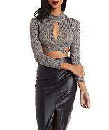 Charlotte Russe Wrapped Cut-out Crop Top