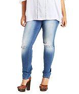 Charlotte Russe Cello Plus Size Light Wash Distressed Skinny Jeans