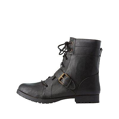 Charlotte Russe Qupid Lace-up Combat Boots