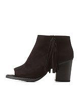 Charlotte Russe Chunky Heel Open Toe Fringe Booties