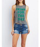 Charlotte Russe Graphic Crew Neck Tank Top