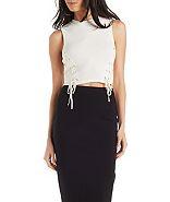 Charlotte Russe Lace-up Sleeveless Crop Top