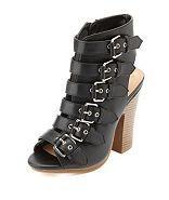 Charlotte Russe Peep Toe Belted Chunky Heels