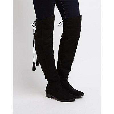 Charlotte Russe Tie-back Flat Over-the-knee Boots