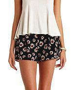 Charlotte Russe Daisy Print High-waisted Shorts
