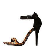 Charlotte Russe Leopard Print Single Sole Ankle Strap Heels