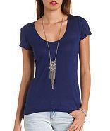 Charlotte Russe Short Sleeve Slub High-low Tee