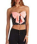 Charlotte Russe Bow-front Polka Dot Tube Top