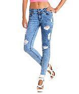Charlotte Russe Refuge "mid-rise Skinny" Acid Wash Jeans