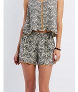 Charlotte Russe Scalloped Floral Print Shorts