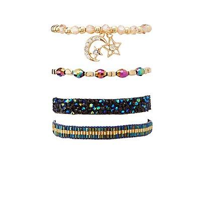 Charlotte Russe Iridescent Celestial Layering Bracelets - 4 Pack