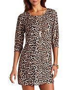 Charlotte Russe Leopard Print Chiffon Shift Dress