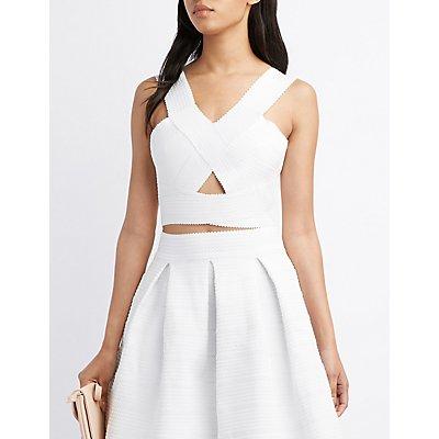 Charlotte Russe Bandage Cut-out Crop Top