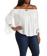 Charlotte Russe Plus Size Crochet-trim Off-the-shoulder Top