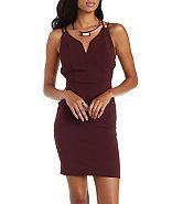 Charlotte Russe Plunging Strappy-back Bodycon Dress