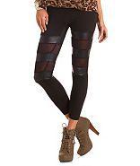 Charlotte Russe Mesh Inset Faux Leather Stripe Legging