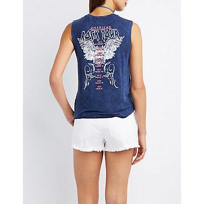 Charlotte Russe American Rock Tour Graphic Muscle Tee