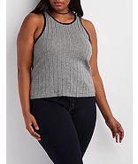 Charlotte Russe Plus Size Ribbed Racer Front Crop Top