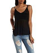Charlotte Russe Sheer Twisted Back Tank Top