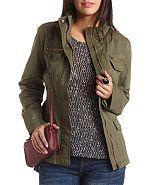 Charlotte Russe Funnel Neck Twill Utility Jacket
