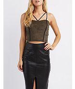 Charlotte Russe Faux Suede Strappy Crop Top