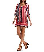 Charlotte Russe Caged Tribal Print Chiffon Shift Dress