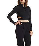 Charlotte Russe Ribbed Cut-out Crop Top