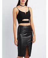 Charlotte Russe Notched Cut-out Crop Top