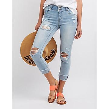 Charlotte Russe Cello Destroyed Cropped Skinny Jeans