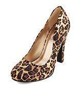 Charlotte Russe Satin Leopard Thick Heel Pump
