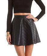 Charlotte Russe Quilted Faux Leather Skater Skirt