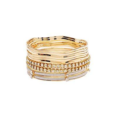 Charlotte Russe Glitter & Embellished Bangle Bracelets - 10 Pack