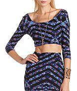 Charlotte Russe Geo Tribal Crop Top